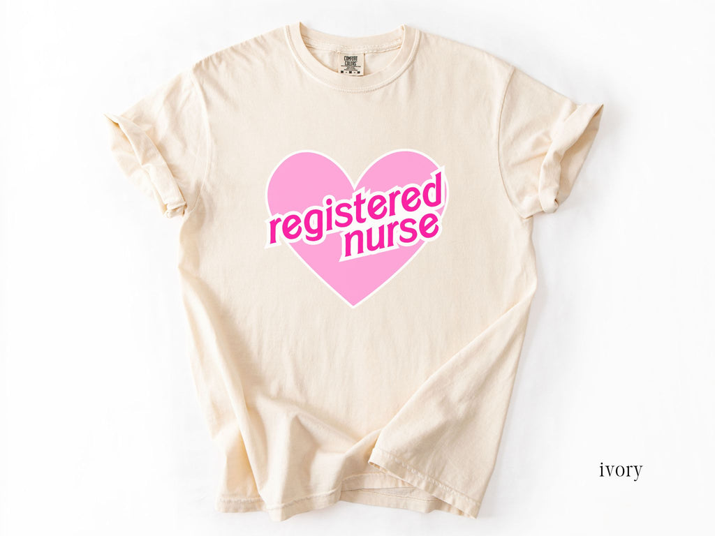 Retro Pink Heart Registered Nurse T-Shirt