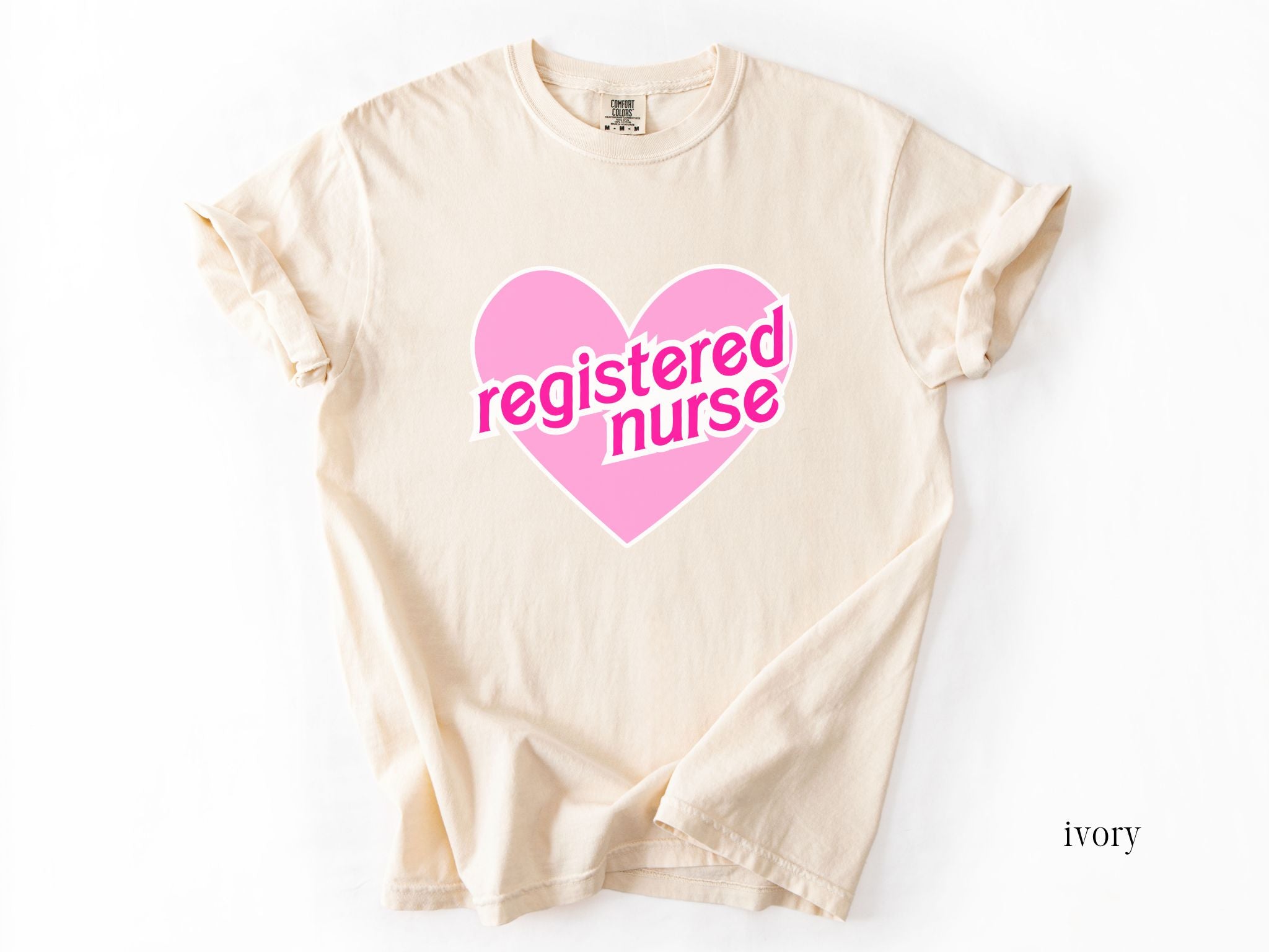 Retro Pink Heart Registered Nurse T-Shirt