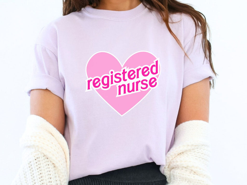 Retro Pink Heart Registered Nurse T-Shirt