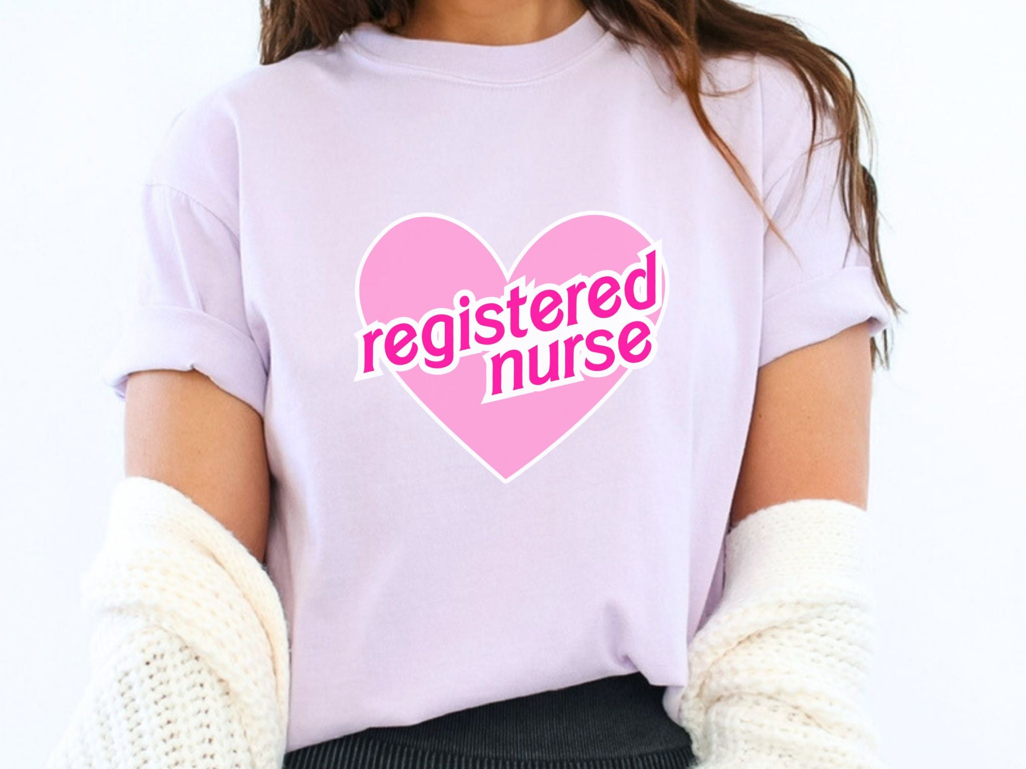 Retro Pink Heart Registered Nurse T-Shirt