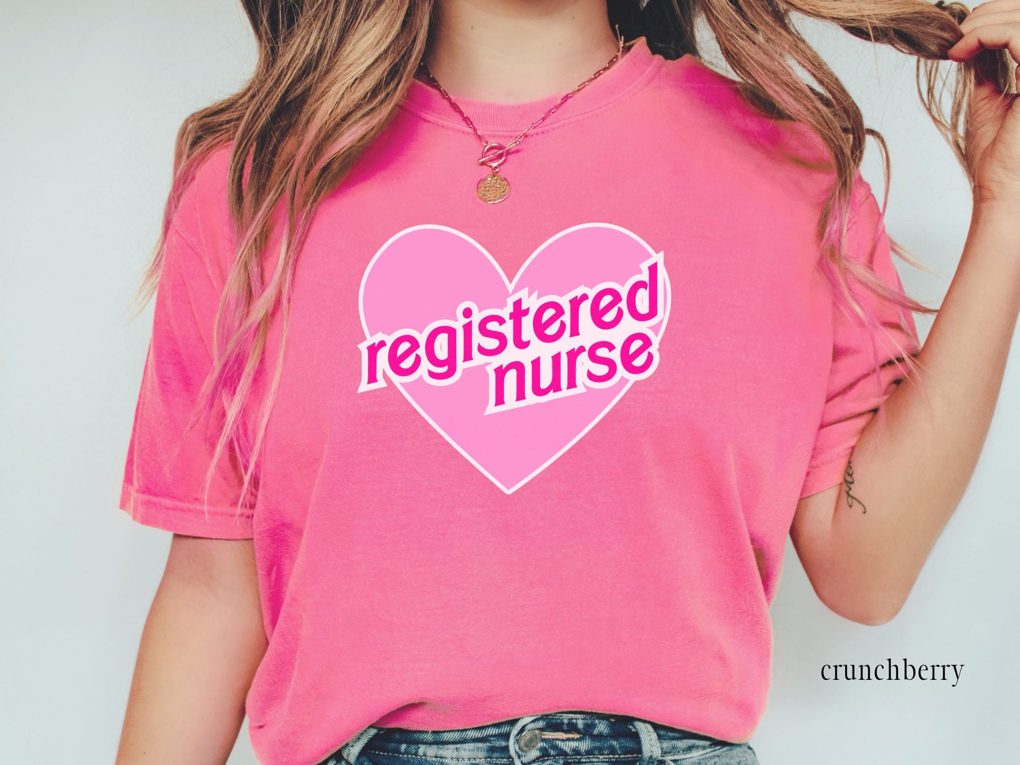 Retro Pink Heart Registered Nurse T-Shirt