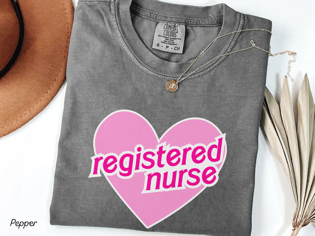 Retro Pink Heart Registered Nurse T-Shirt