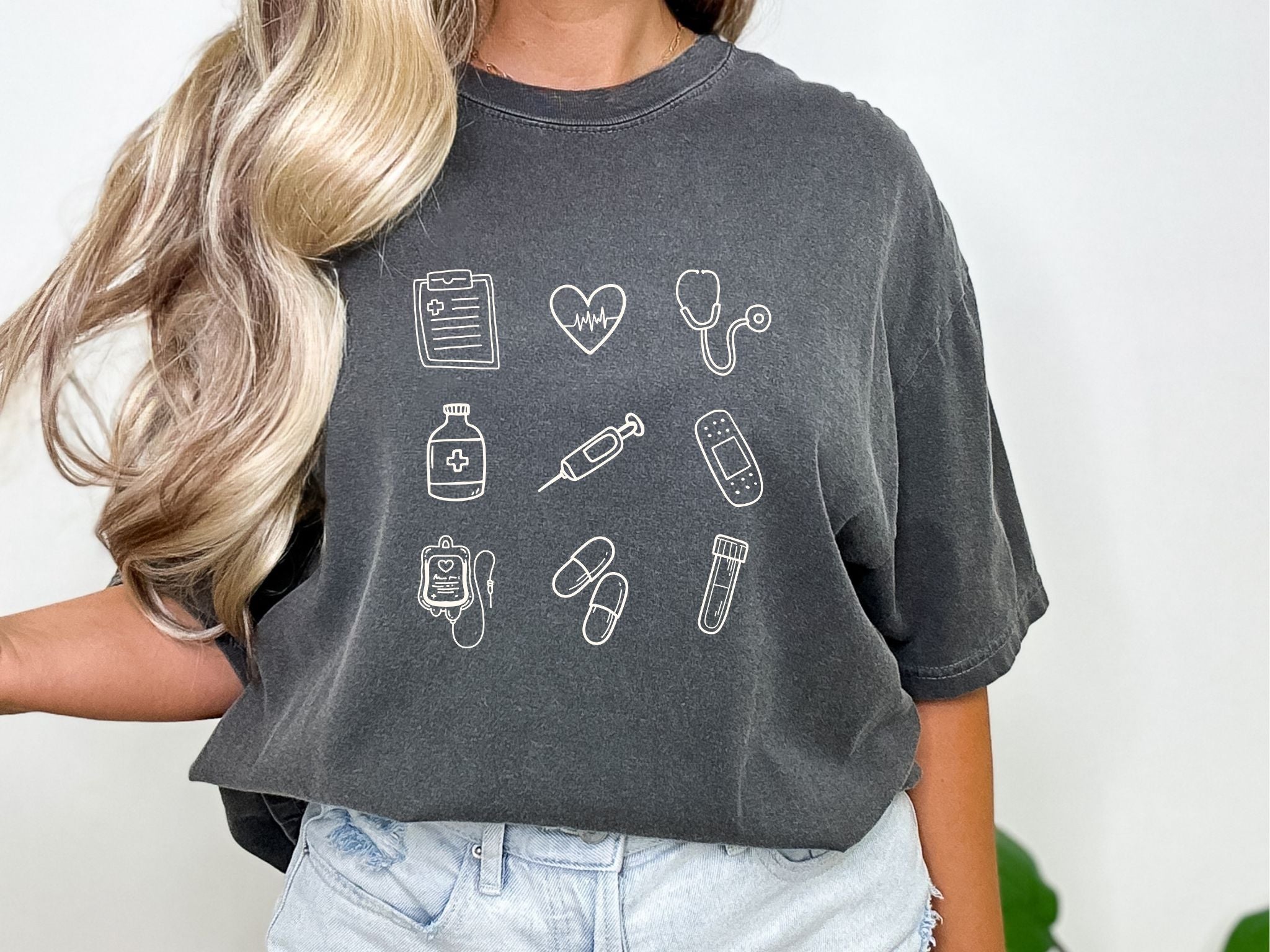 Nurse Doodle Shirt | Minimalist Nurse Icons Tee