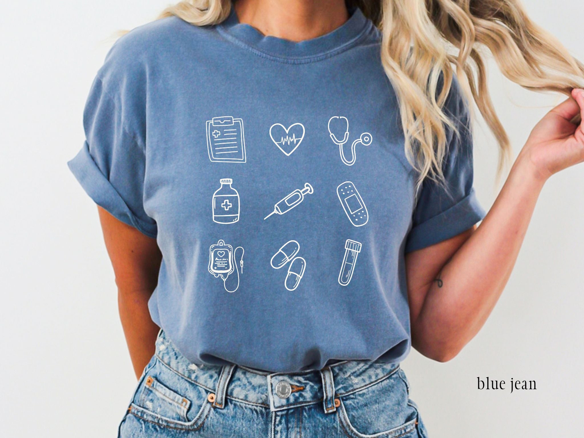 Nurse Doodle Shirt | Minimalist Nurse Icons Tee