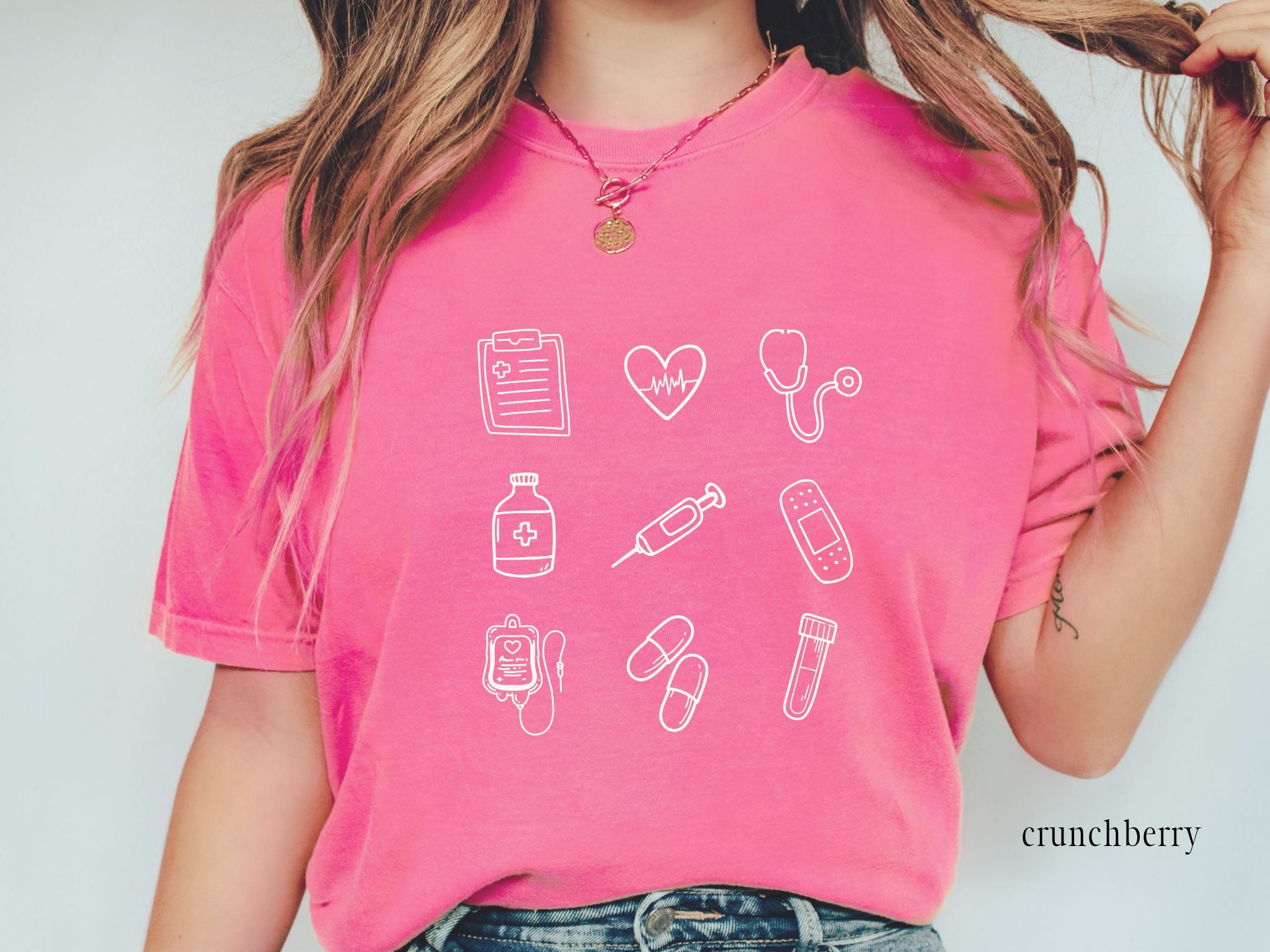 Nurse Doodle Shirt | Minimalist Nurse Icons Tee