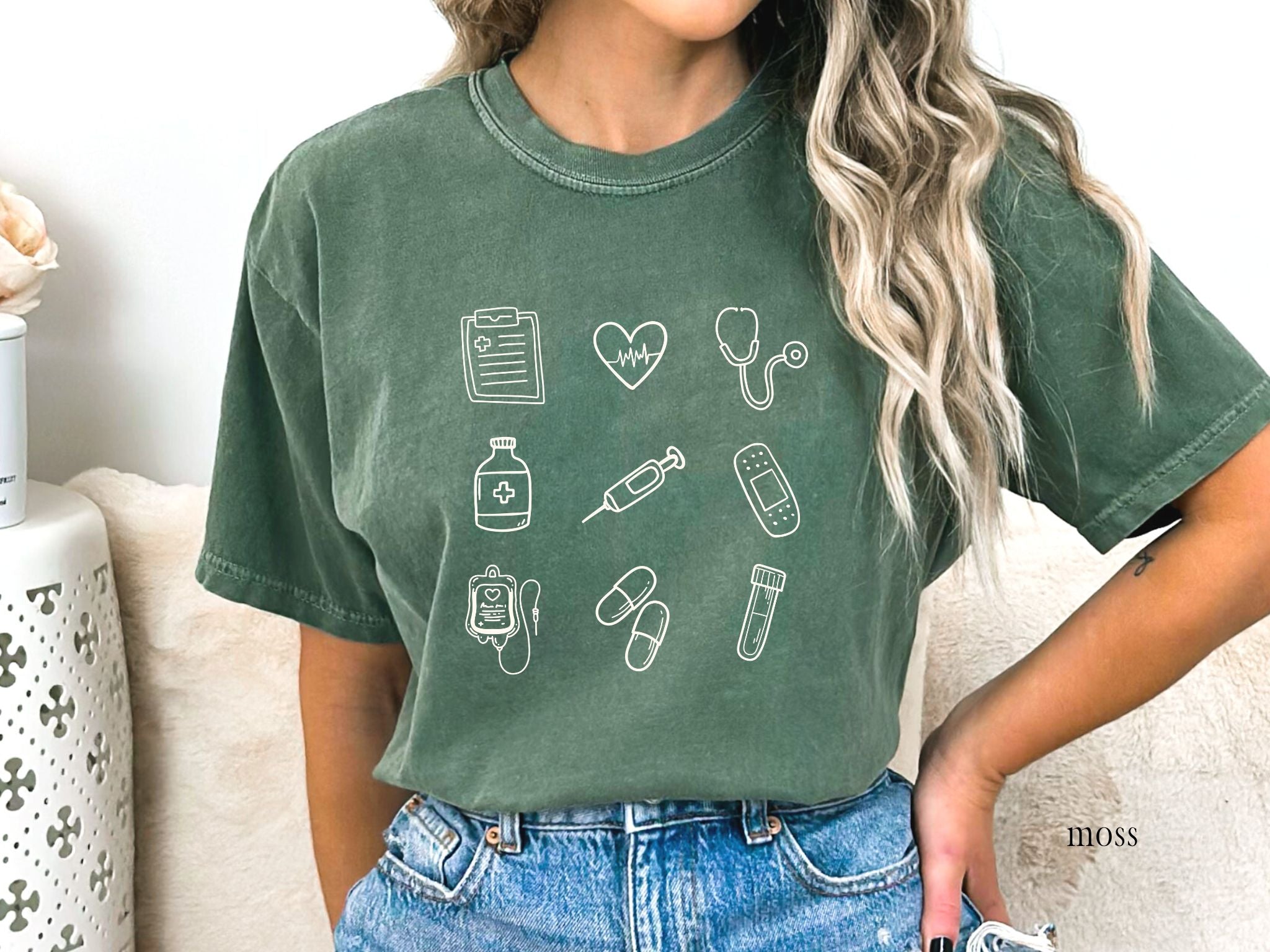 Nurse Doodle Shirt | Minimalist Nurse Icons Tee