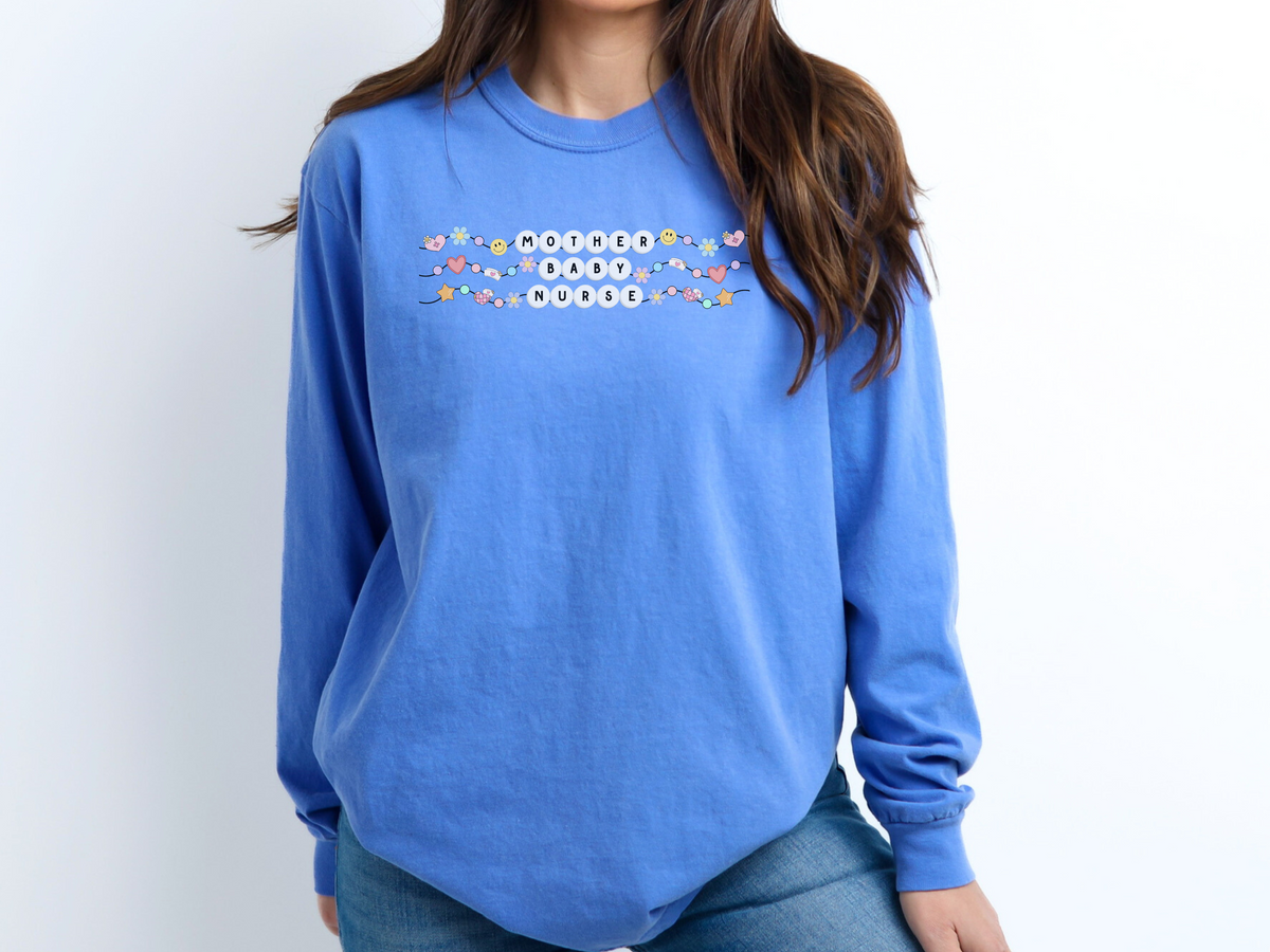 Comfort Colors Mother Baby Nurse Long Sleeve Friendship Bracelet T-shirt