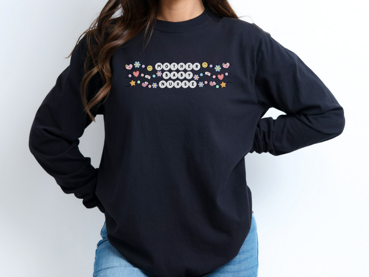 Comfort Colors Mother Baby Nurse Long Sleeve Friendship Bracelet T-shirt