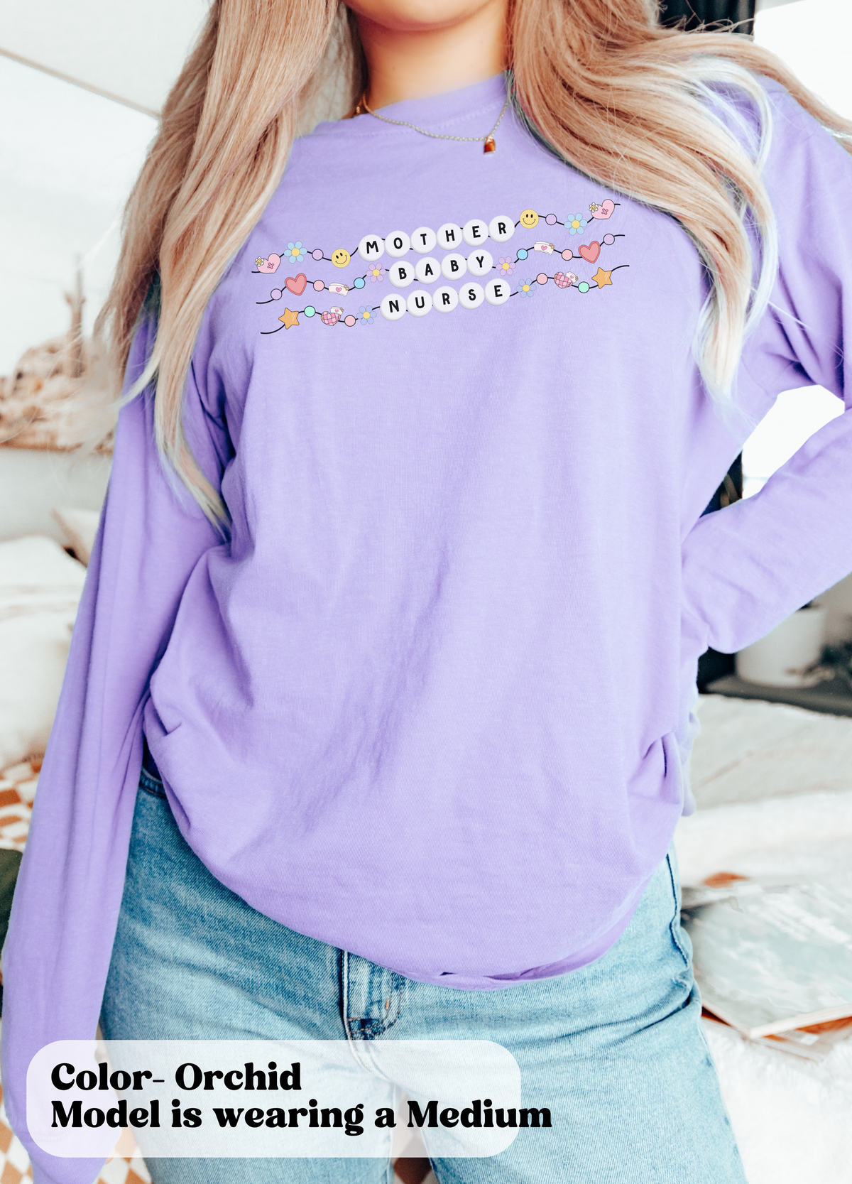 Comfort Colors Mother Baby Nurse Long Sleeve Friendship Bracelet T-shirt
