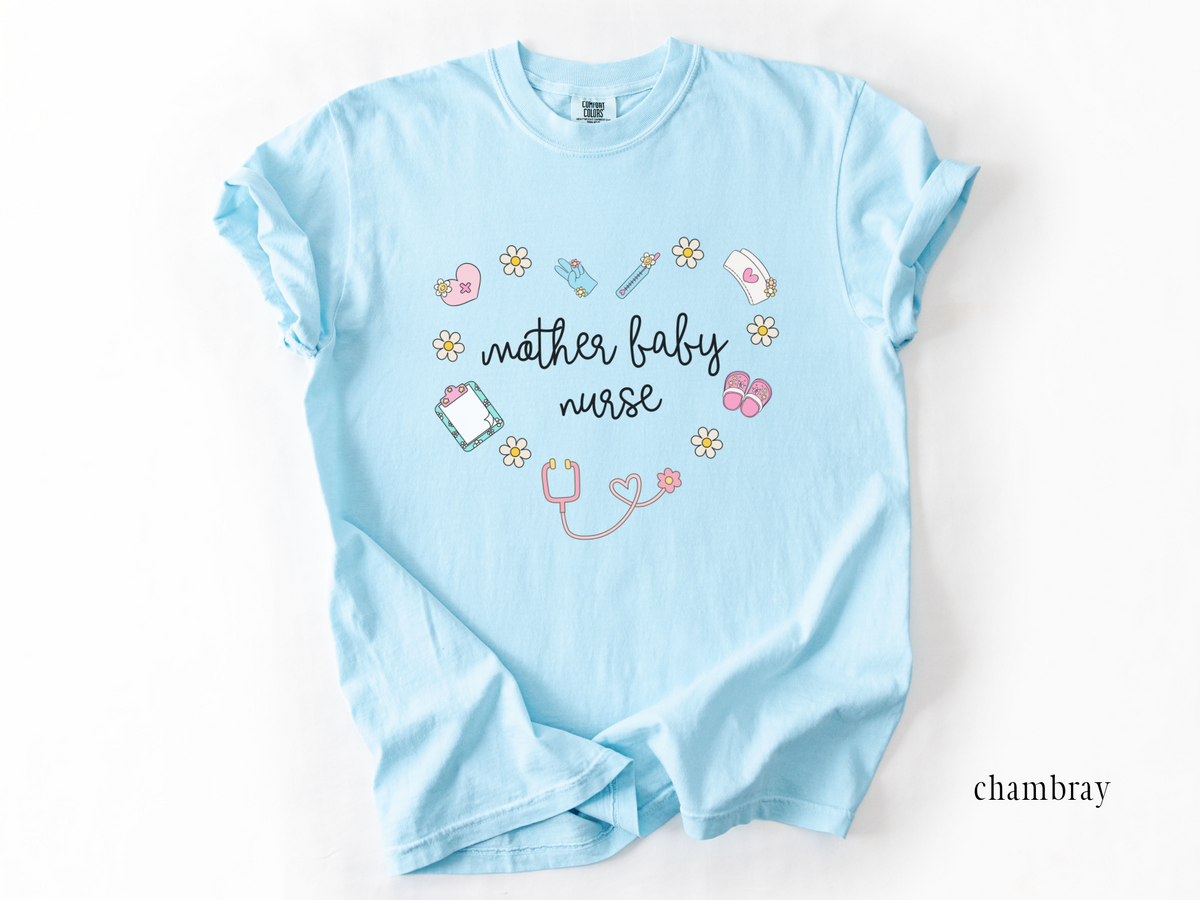 Mother Baby Nurse Retro Heart T-shirt