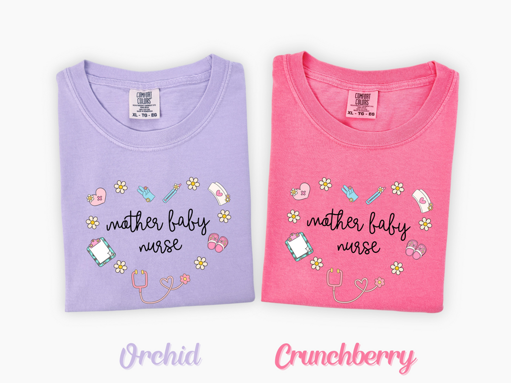 Mother Baby Nurse Retro Heart T-shirt