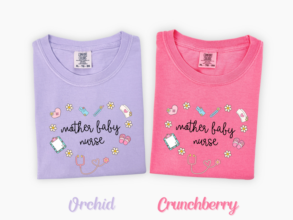 Mother Baby Nurse Retro Heart T-shirt