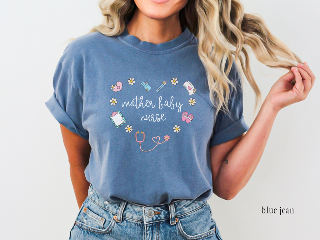 Mother Baby Nurse Retro Heart T-shirt