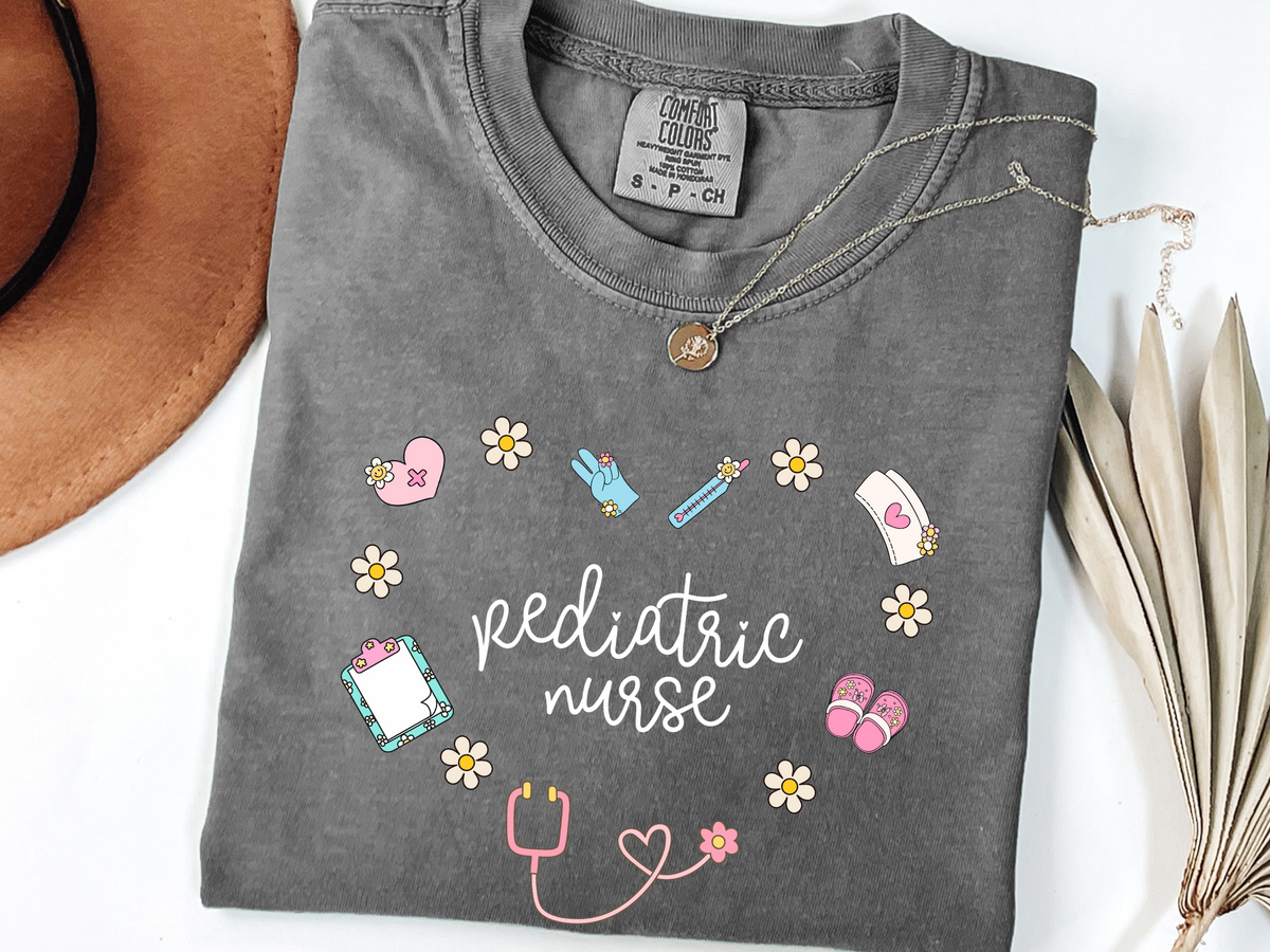 Pediatric Nurse Retro Heart T-shirt