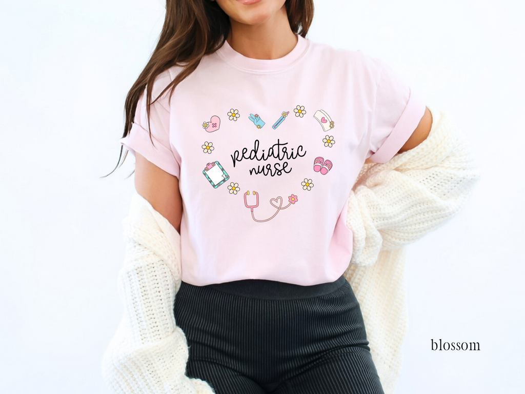 Pediatric Nurse Retro Heart T-shirt
