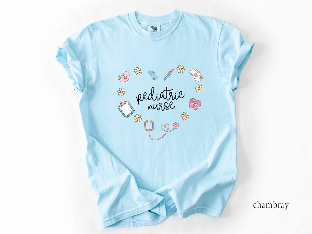 Pediatric Nurse Retro Heart T-shirt