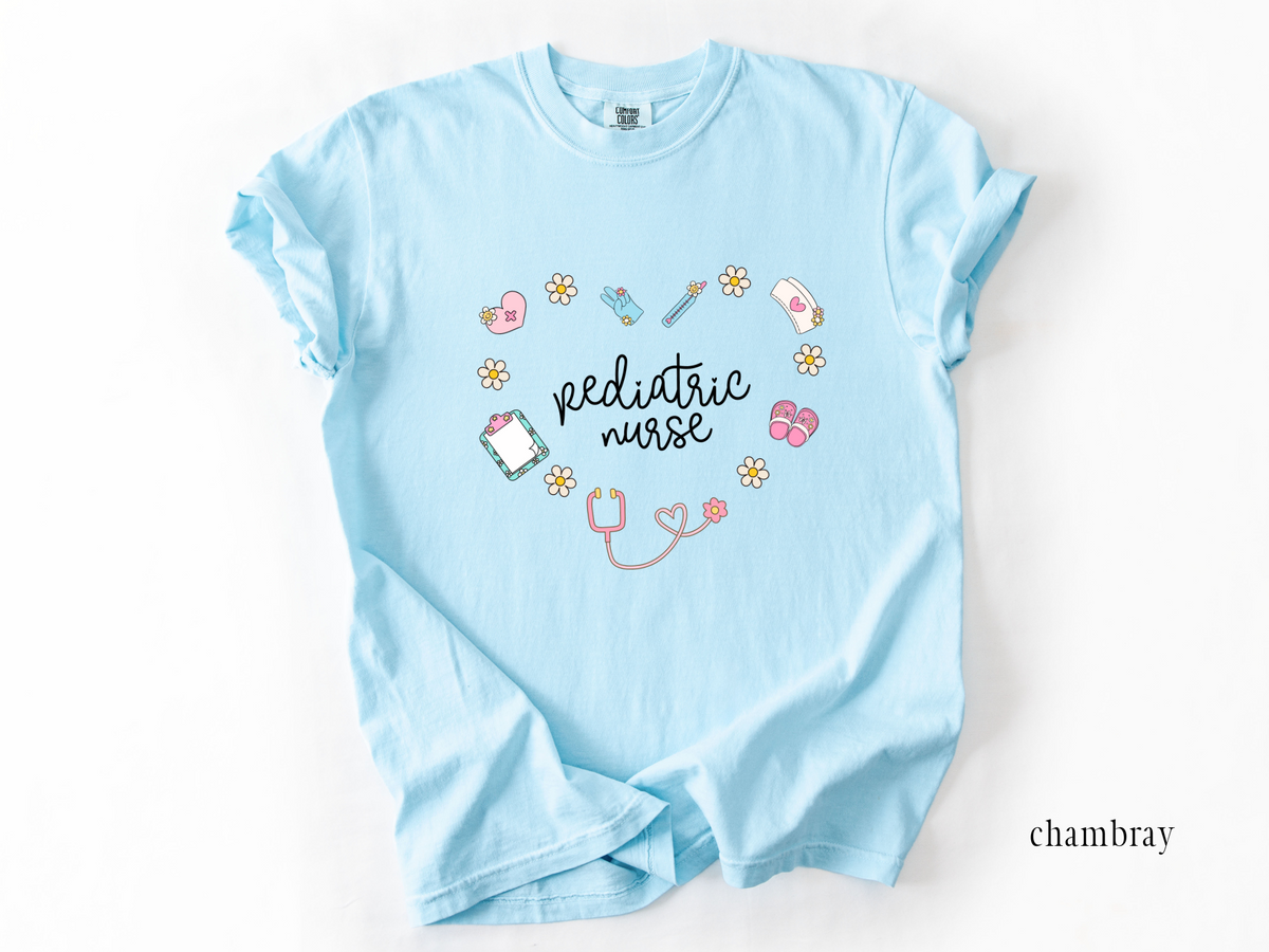 Pediatric Nurse Retro Heart T-shirt