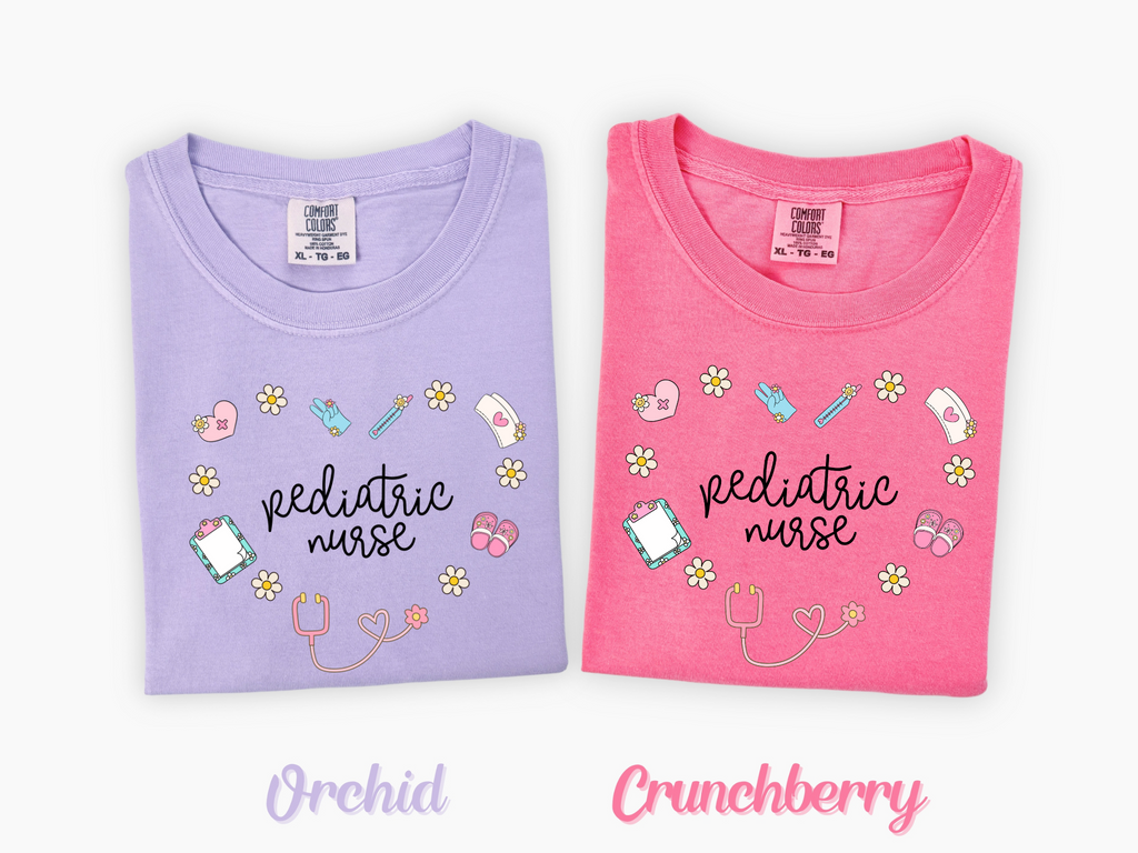 Pediatric Nurse Retro Heart T-shirt