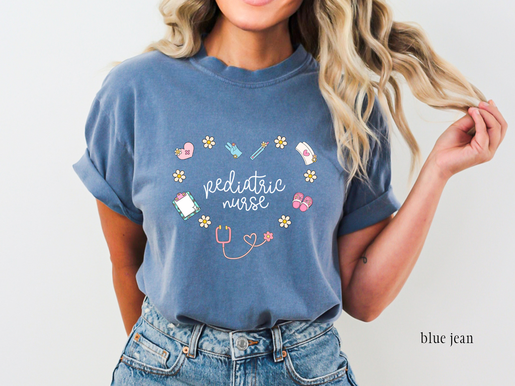 Pediatric Nurse Retro Heart T-shirt