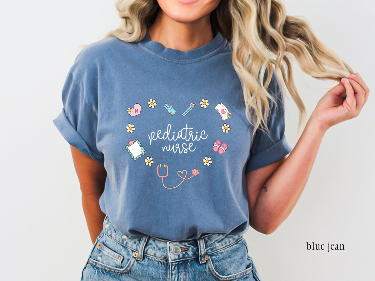 Pediatric Nurse Retro Heart T-shirt