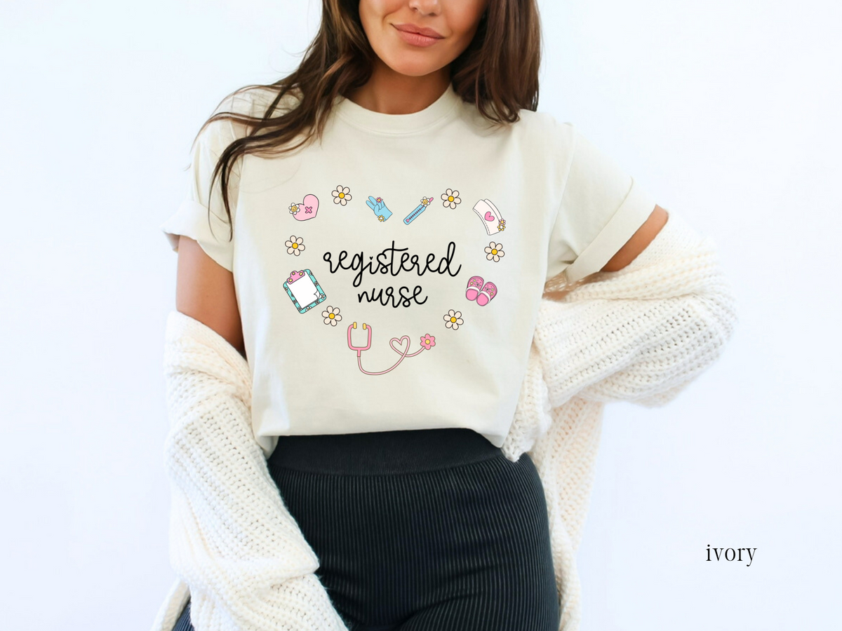 Registered Nurse Retro Heart T-shirt