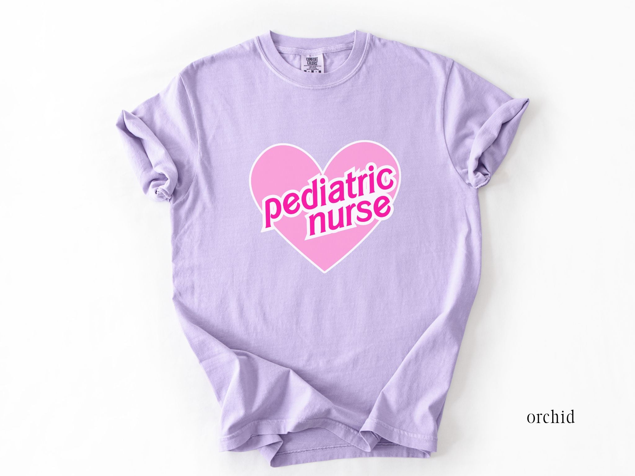 Retro Pink Heart Pediatric Nurse Shirt